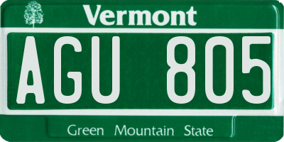 VT license plate AGU805