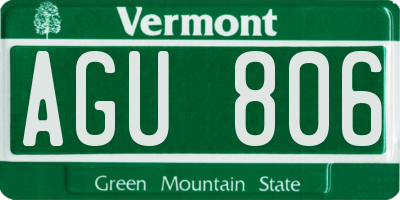 VT license plate AGU806