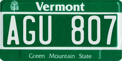 VT license plate AGU807