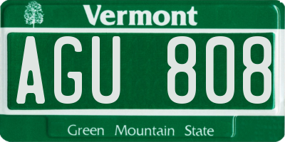 VT license plate AGU808