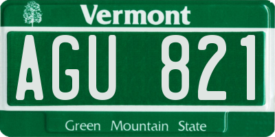 VT license plate AGU821