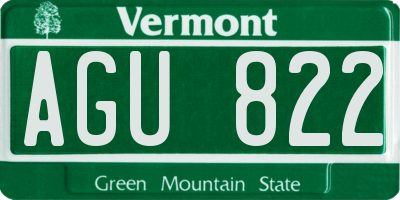 VT license plate AGU822