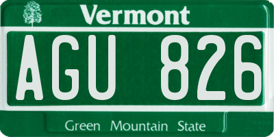 VT license plate AGU826