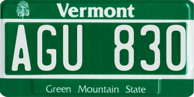 VT license plate AGU830