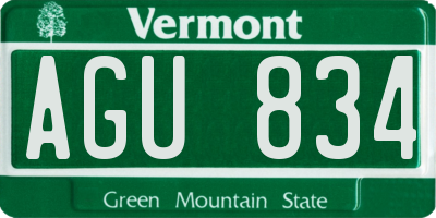 VT license plate AGU834