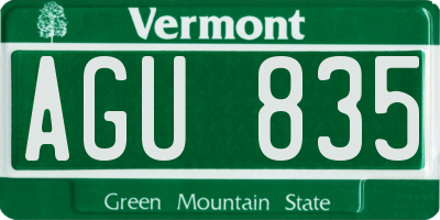 VT license plate AGU835