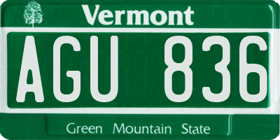 VT license plate AGU836