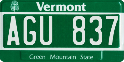 VT license plate AGU837