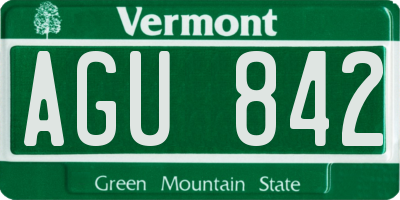 VT license plate AGU842