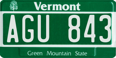 VT license plate AGU843