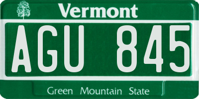VT license plate AGU845