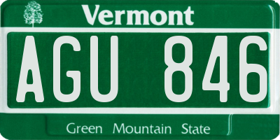 VT license plate AGU846