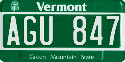 VT license plate AGU847
