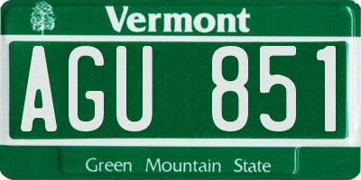 VT license plate AGU851
