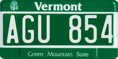 VT license plate AGU854