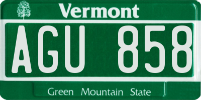 VT license plate AGU858