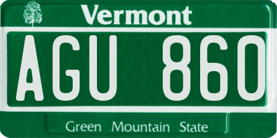 VT license plate AGU860