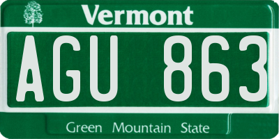 VT license plate AGU863