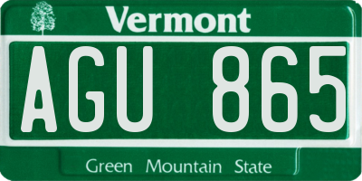 VT license plate AGU865