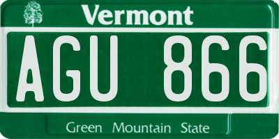 VT license plate AGU866