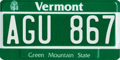 VT license plate AGU867