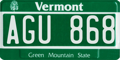 VT license plate AGU868