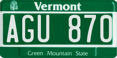 VT license plate AGU870