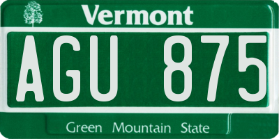VT license plate AGU875