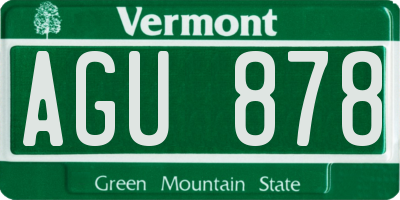 VT license plate AGU878