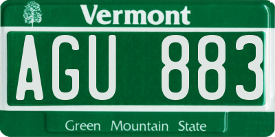 VT license plate AGU883