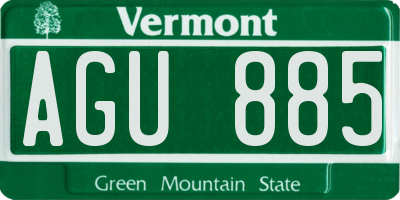 VT license plate AGU885