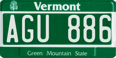 VT license plate AGU886