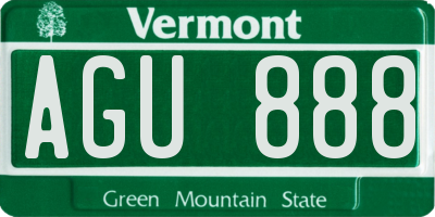VT license plate AGU888