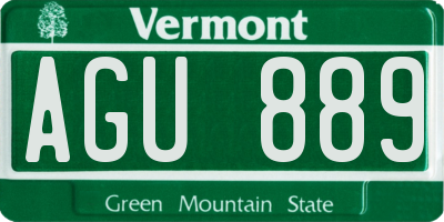 VT license plate AGU889