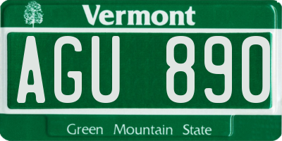 VT license plate AGU890