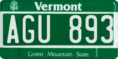 VT license plate AGU893