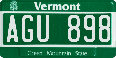 VT license plate AGU898