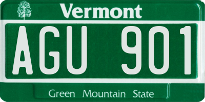VT license plate AGU901
