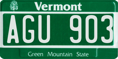 VT license plate AGU903