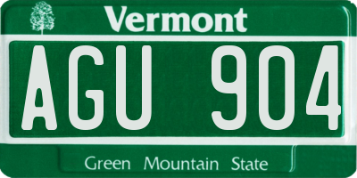 VT license plate AGU904