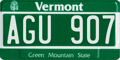 VT license plate AGU907