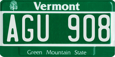 VT license plate AGU908