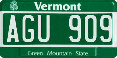 VT license plate AGU909