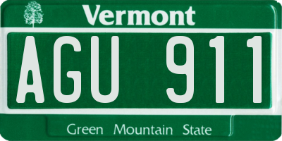 VT license plate AGU911