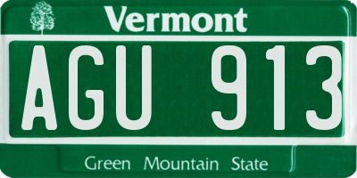 VT license plate AGU913