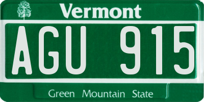 VT license plate AGU915