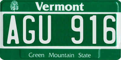 VT license plate AGU916