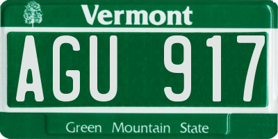 VT license plate AGU917