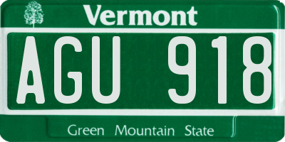 VT license plate AGU918