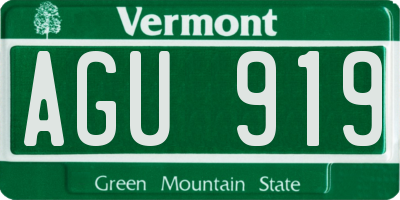 VT license plate AGU919